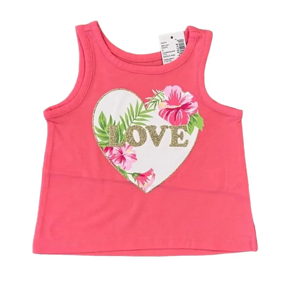 NWT Children's Place Matching Pink Floral LOVE Tank & Skort Outfit - Size 6-9M